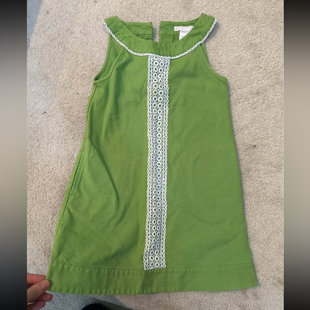 Janie and Jack Girls size 5 Green Sleeveless Kids Dress with Lace Detail